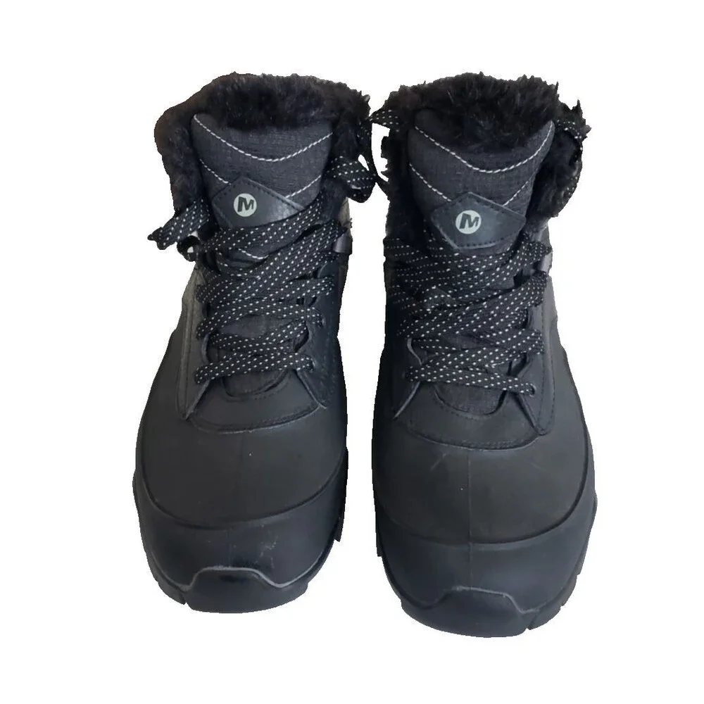 Merrell Aurora 6 Ice Waterproof Winter Boots Women's SZ 10 Black Faux Fur Lined